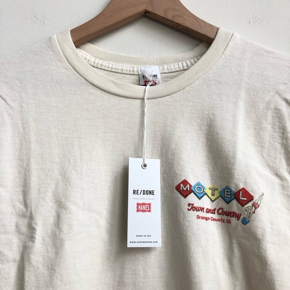 New RE/DONE x Hanes Vintage 90’s Motel Long Sleeve T-Shirt printed retro Y2K - Picture 14 of 16